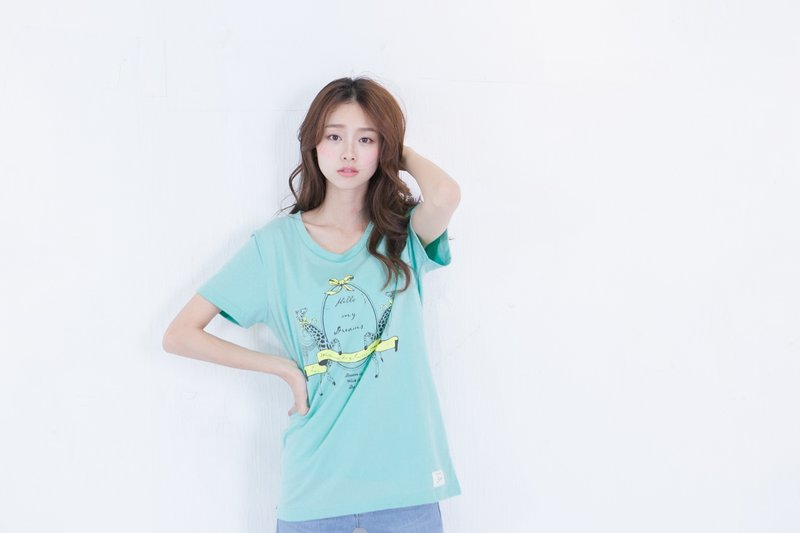 SU:MI said Hello My Dreams长颈鹿宽版T_4SF003_水绿 - 女装 T 恤 - 棉．麻 绿色