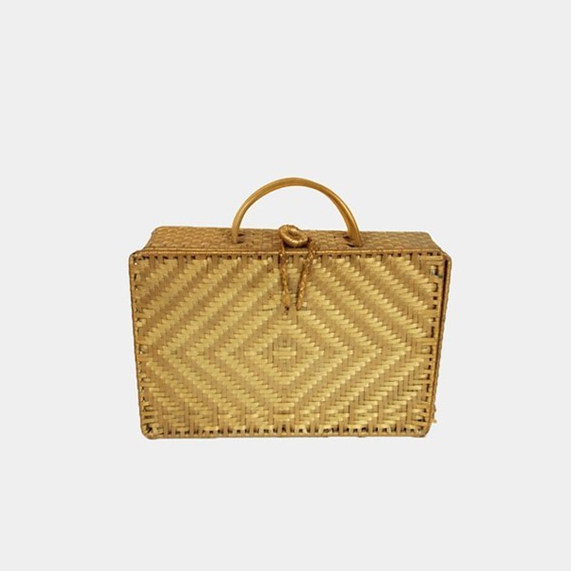 │moderato│好日子，野餐去！vintage编织野餐篮手提包复古小方包古董包 - 手提包/手提袋 - 竹 卡其色