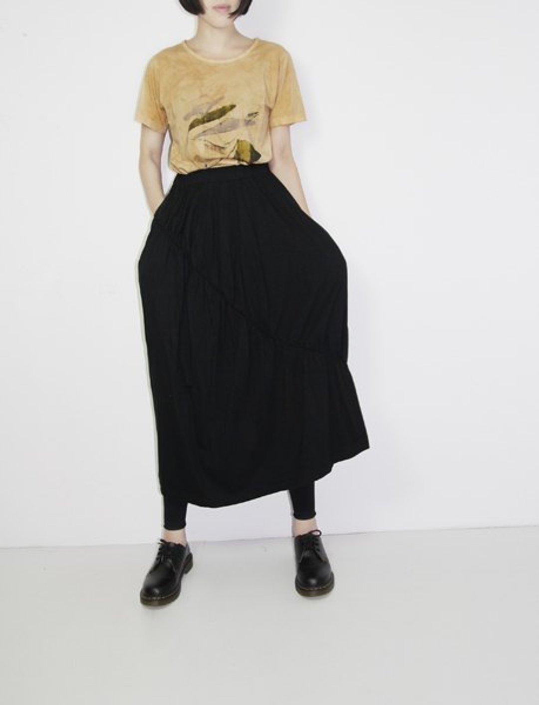 【Ian Design】黑色有机棉长裙 Organic Cotton - 裙子 - 棉 黑色