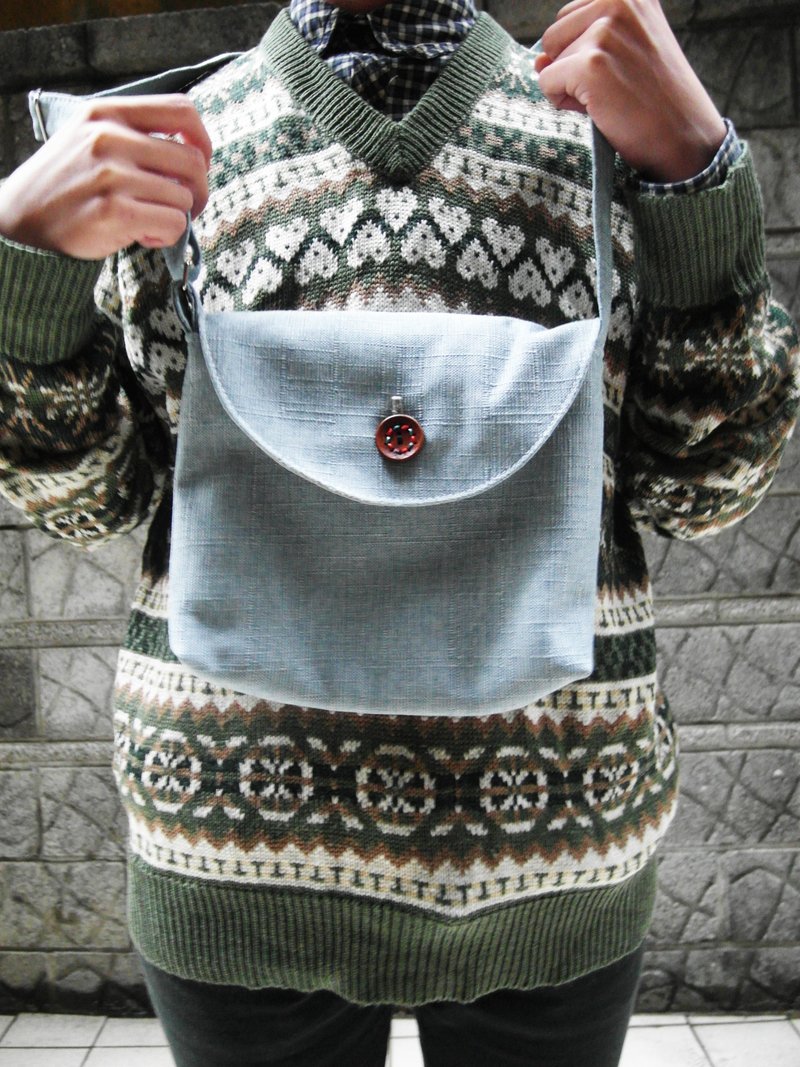 麻料斜背包(浅蓝) - 侧背包/斜挎包 - 其他材质 蓝色