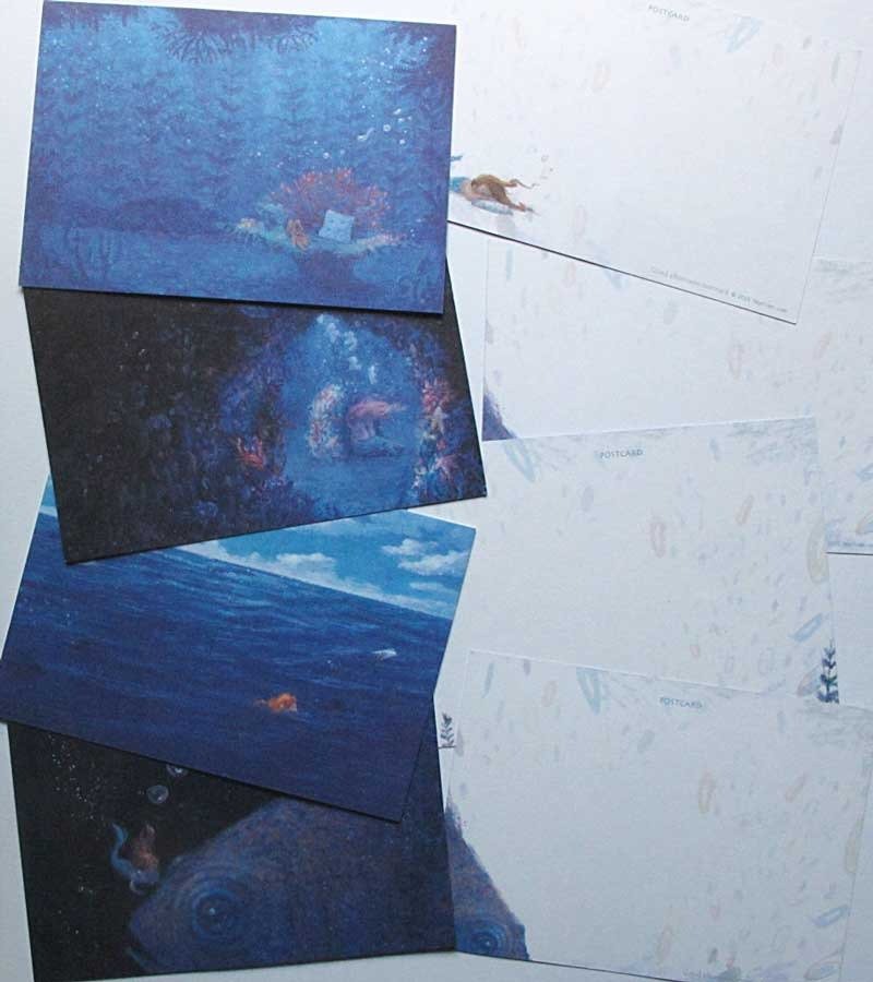 :::Heyisee:::Good afternoon mermaid 明信片与贴纸组/优惠价/疗愈/美人鱼/海洋/插画/插图 - 卡片/明信片 - 纸 蓝色