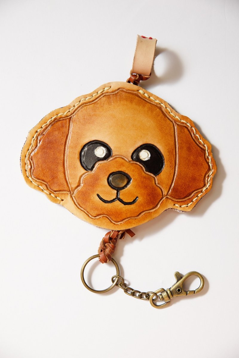 真皮红贵宾狗头钥匙包 - 钥匙链/钥匙包 - 真皮 多色