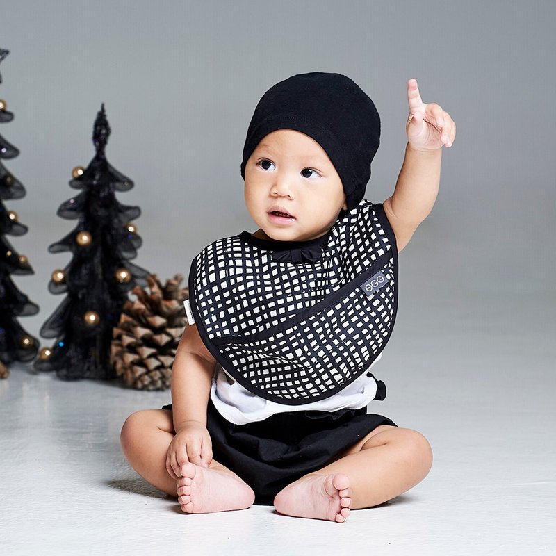 防水围兜袖套组 | 拼拼格子 - 围嘴/口水巾 - 防水材质 黑色