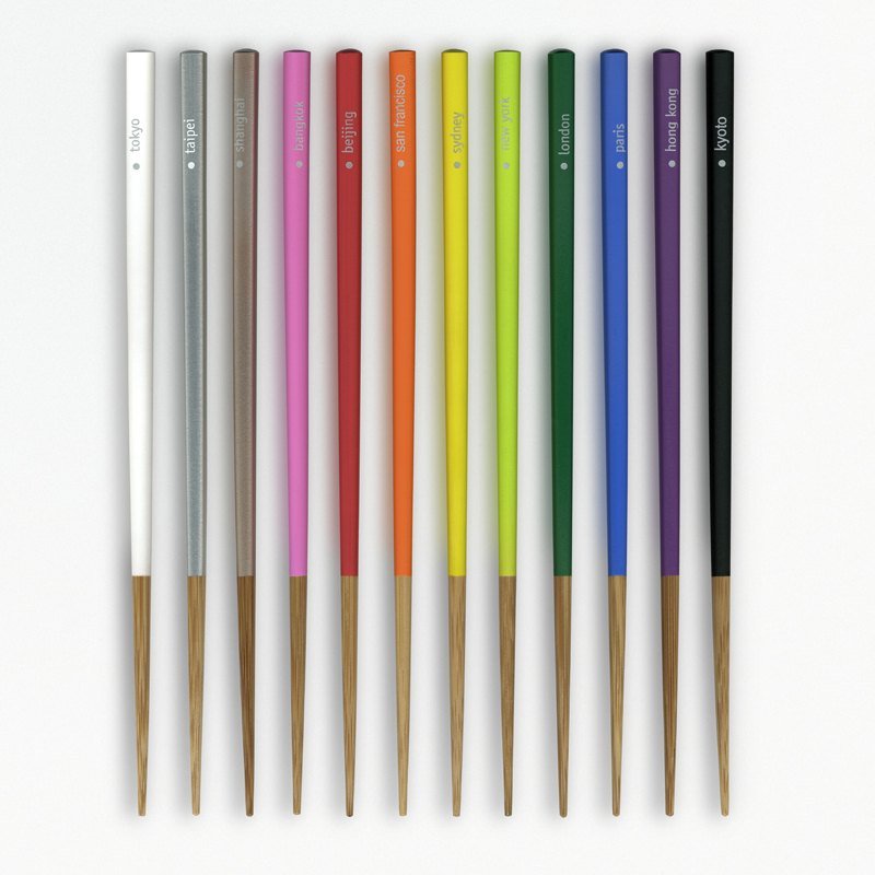 Eating in 12 cities 城市彩色竹筷(一盒12支) - 筷子/筷架 - 竹 多色