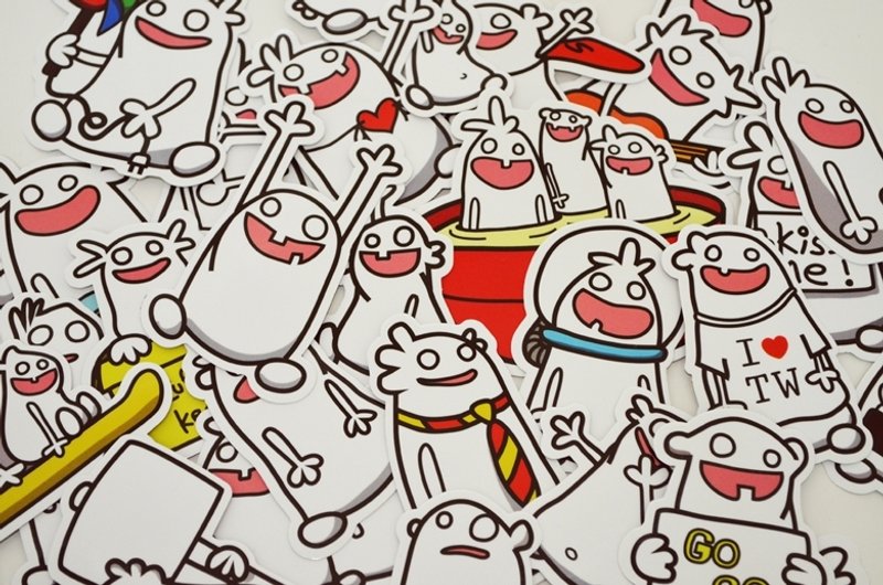 小白目防水贴纸(任选6张100元) - 贴纸 - 纸 白色