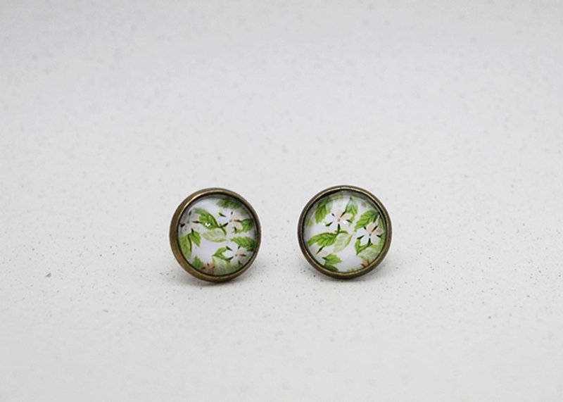 古铜手作耳环-花花森林-小花圆舞曲 - 耳环/耳夹 - 其他金属 绿色