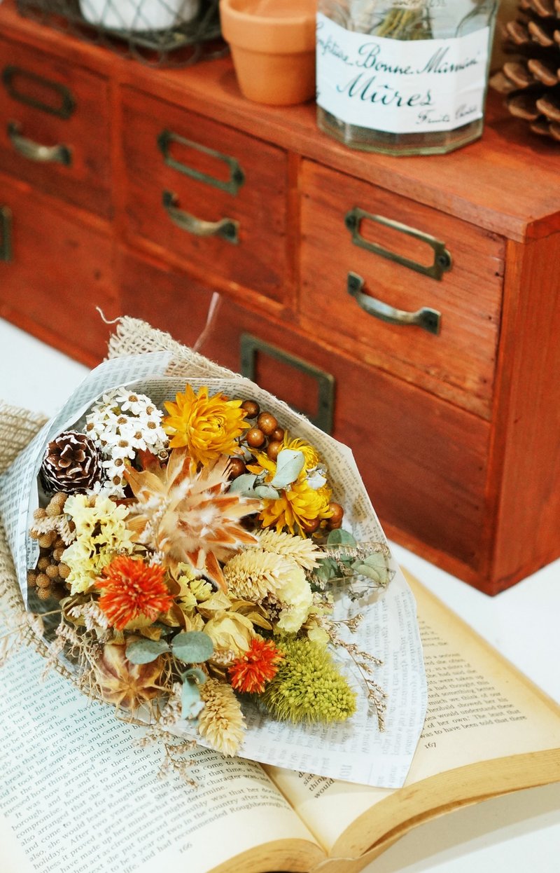 盛夏回忆。陀螺阳光干燥花束 - 植栽 - 植物．花 黄色