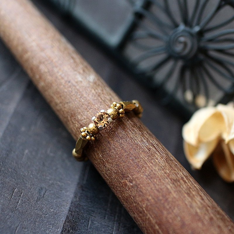 EF流金岁月NO.195咖啡色水钻典雅黄铜弹性戒指 尾戒 脚戒 - 戒指 - 其他材质 咖啡色