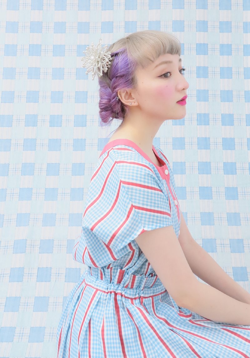 ｛Little Treasure｝小护士高腰百褶洋装 - 洋装/连衣裙 - 棉．麻 多色