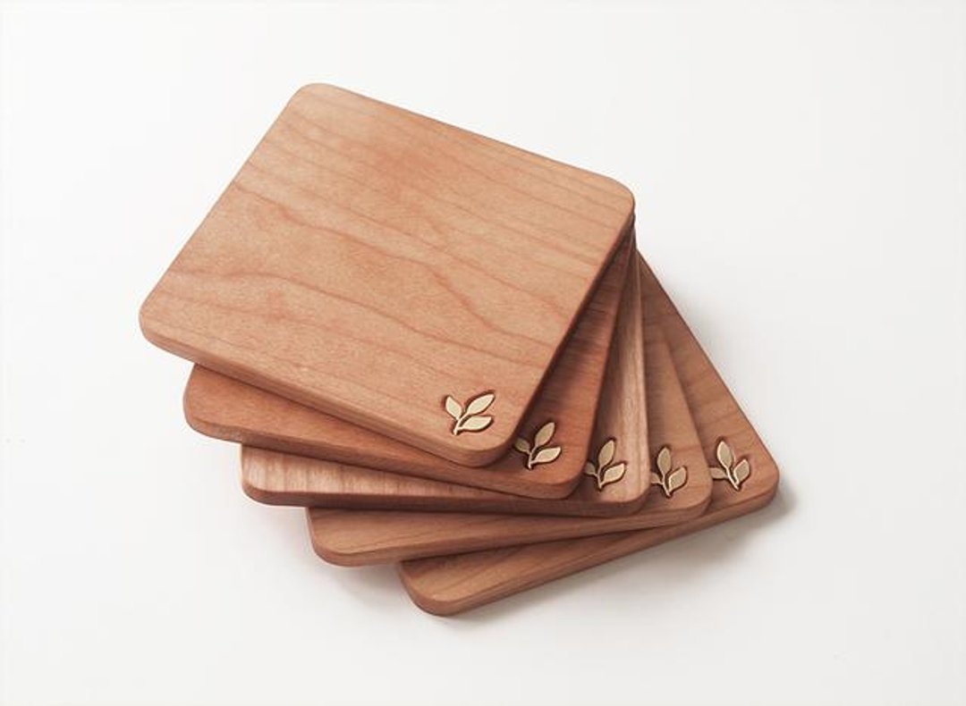 COASTER -cherry wood-【1pc】 - 杯垫 - 木头 咖啡色