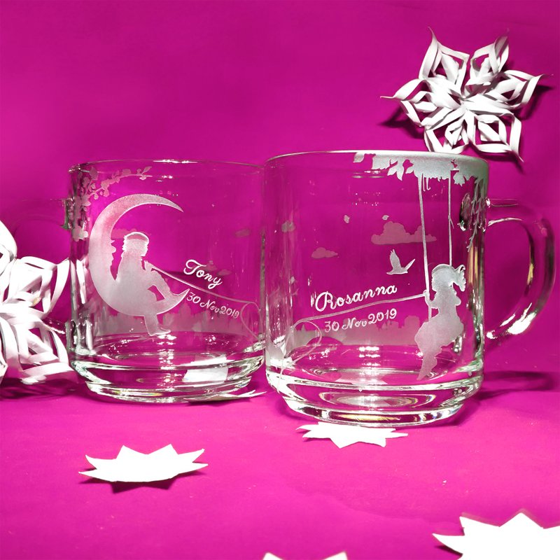 Destined Pair咖啡對杯 新年 婚禮禮物 紀念 個人化刻字禮物 情侶 - 咖啡杯/马克杯 - 玻璃 透明