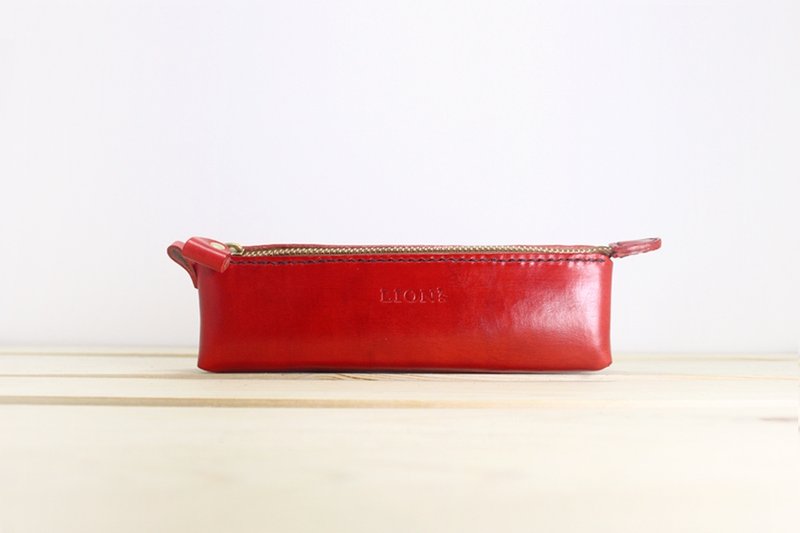 三角拉链铅笔盒 / 皮革笔袋 | 多款配色 - 铅笔盒/笔袋 - 真皮 红色