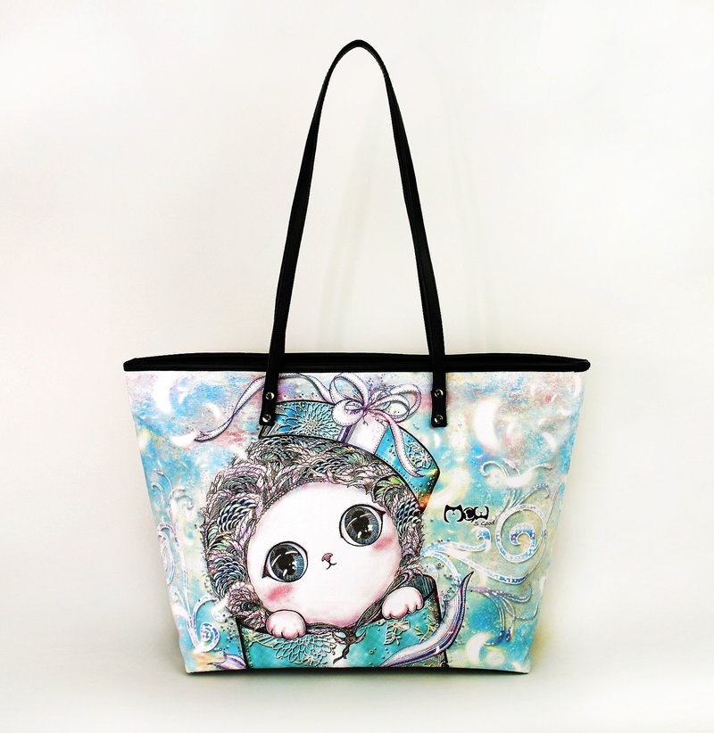 好喵 防泼水彩绘托特包 礼物猫 - 侧背包/斜挎包 - 防水材质 