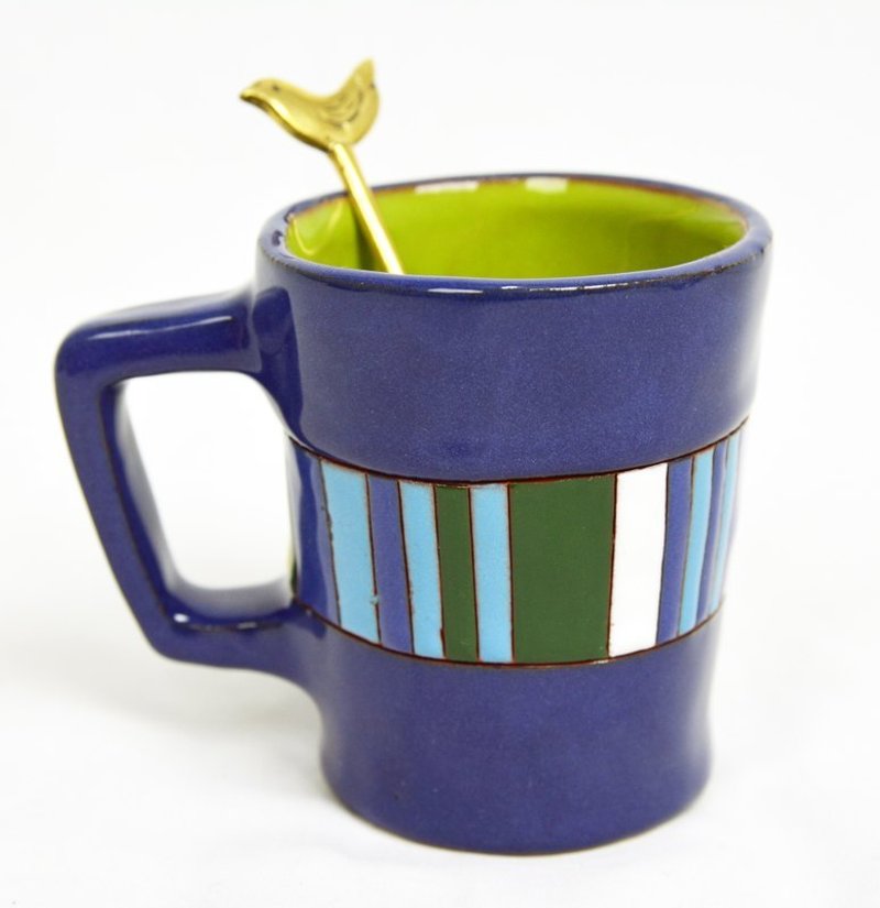 圣诞礼物 组合一 安第斯马克杯_蓝＋小鸟洋银汤匙_公平贸易 - 咖啡杯/马克杯 - 其他材质 蓝色