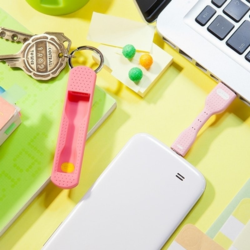 Bone / LinKey Micro USB 逗扣充电传输钥匙圈 - 鸭鸭 - 充电宝/传输线 - 硅胶 粉红色