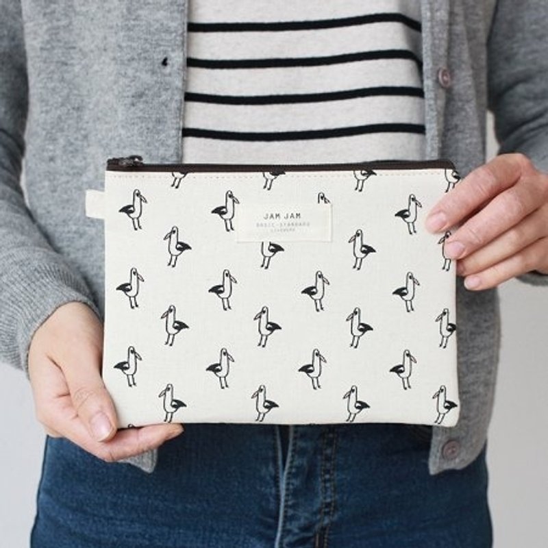 Dessin-jam jam森林动物帆布万用袋M-信天翁,LWK95133 - 化妆包/杂物包 - 其他材质 白色