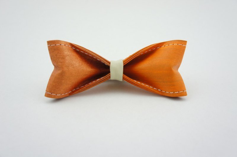 “Paper Bow Tie”纸 领结 双色系列- No.258（香槟橘金）【圣诞礼物/圣诞风格穿搭/圣诞饰品/领带外首选】 - 领带/领带夹 - 防水材质 橘色