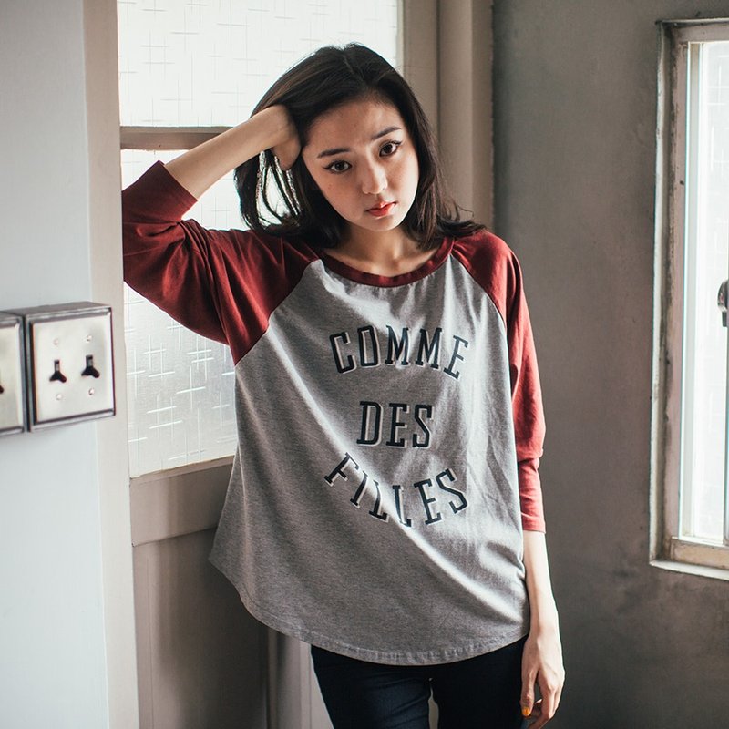 OOPSY - Comme Des Filles Baseball Tee/ 我是女孩棒球tee - M - 女装上衣 - 其他材质 灰色