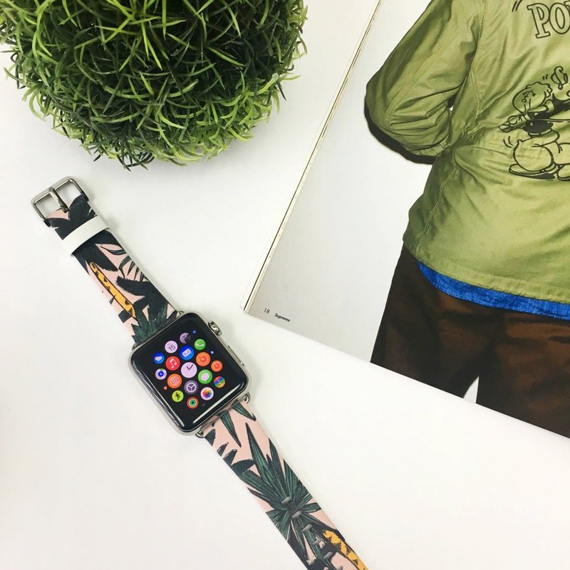 Apple Watch Series 1 - 5 粉红色檀香山树叶图案 38 40 42 44 mm - 其他 - 塑料 