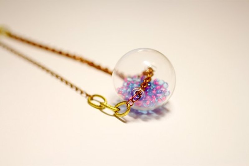 { moimoi } 我的缤纷星球 透明手工大玻璃球项炼 彩色玻璃珠/黄铜 - 项链 - 玻璃 紫色