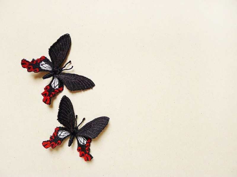 ［织林］宽尾凤蝶。刺绣 - 胸针 - 其他材质 黑色