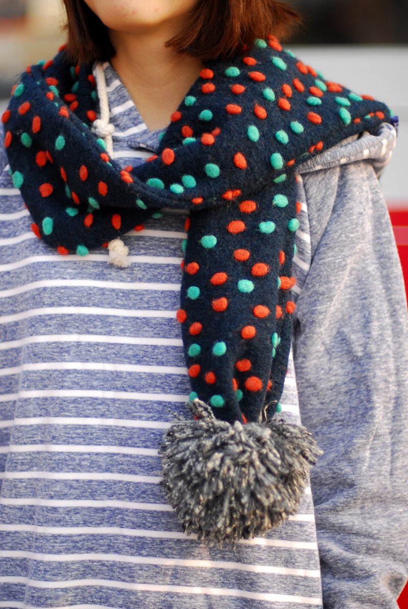 MR.STORE 手工围巾 深蓝色立体巧克力豆围巾 - 丝巾 - 其他材质 蓝色