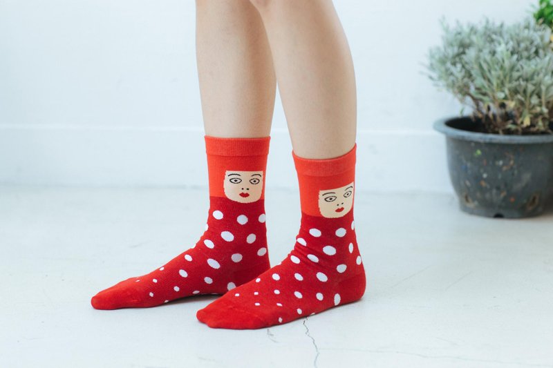 ◤点点婆婆 ◤ 艺术家系列_ NAKID SOCKS_袜子_短袜 - 袜子 - 其他材质 红色