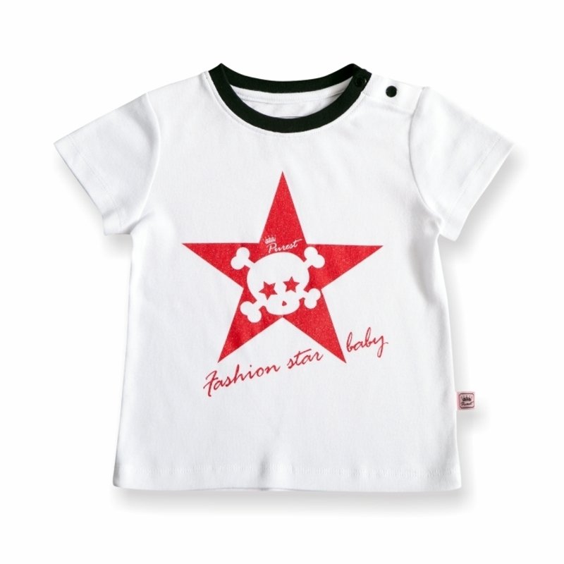 PUREST 来自星星的摇滚骷颅头 短袖 T恤 上衣【100%台湾制造】 - 童装上衣 - 棉．麻 白色