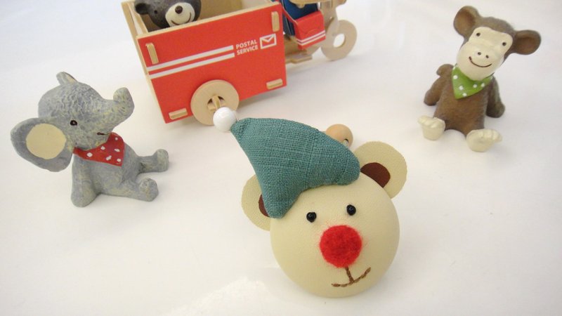 手感皮革包扣发束 - 小白熊 - 发饰 - 真皮 白色