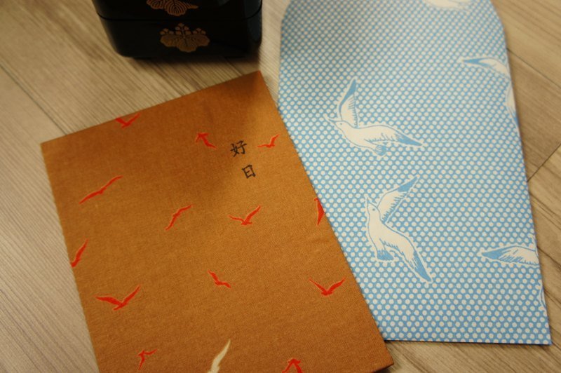 好日-复古蓝鸟版 手工布卡 - 卡片/明信片 - 其他材质 咖啡色