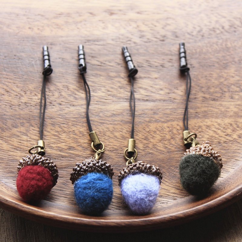 多色羊毛毡天然松果吊饰 < 含耳机塞 > - 其他 - 羊毛 多色