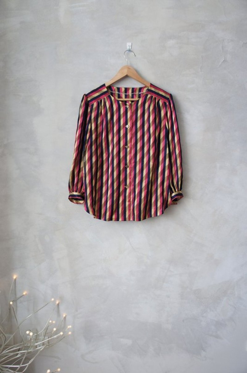 桃红 金 宝蓝斜纹缎织感衬衫 - 女装衬衫 - 其他材质 