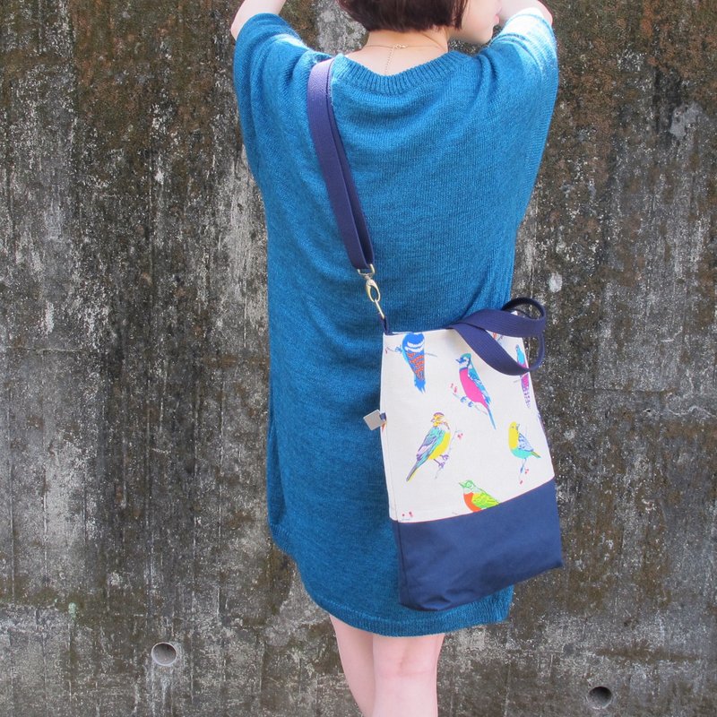 浓眉・茑羽包//拼接//硬帆布・三用提袋・三色可选 - 侧背包/斜挎包 - 棉．麻 白色