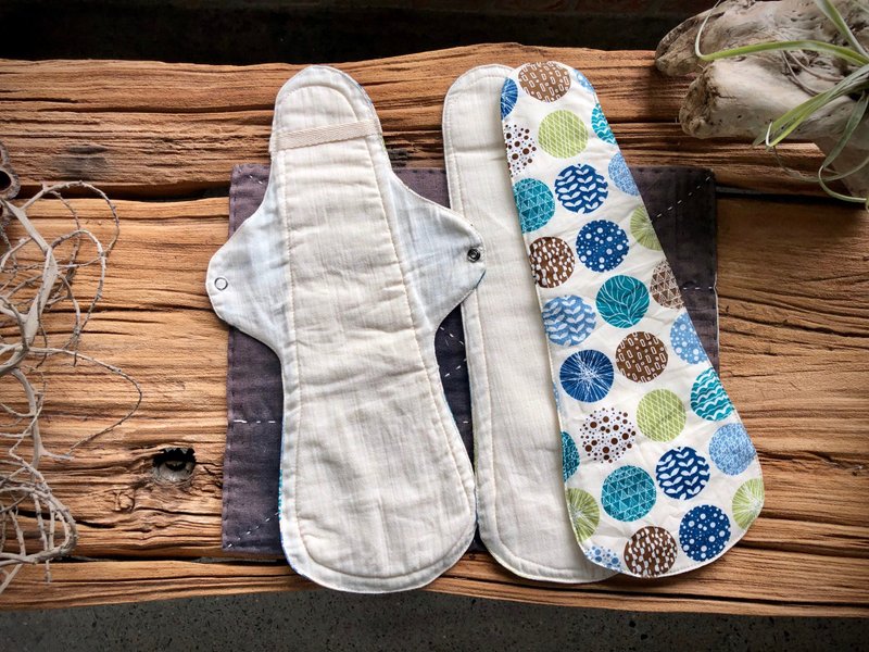 布卫生棉 手工纯棉36厘米夜用型组合 花布、素色、有机棉 - 生理用品 - 其他材质 橘色
