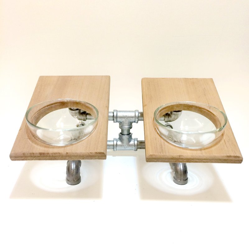 [斑马与狗]工业风小型宠物餐桌 loft风 狗餐桌 猫餐桌 - 碗/碗架 - 木头 