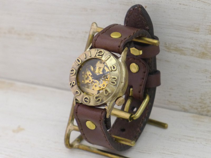 HandCraftWatch HandCraftWatch Manual winding Brass Mens 32mm sewing machine stitch belt (BHW014) - 女表 - 铜/黄铜 金色