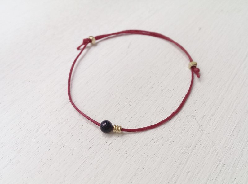 空气般存在 极简幸运蜡绳  #星球轨道  (细致红 黑砂金石) - 手链/手环 - 其他金属 红色