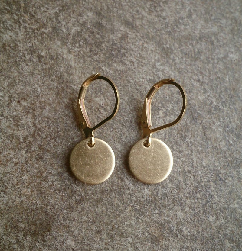 简约黄铜圆形耳环 - 耳环/耳夹 - 其他金属 金色