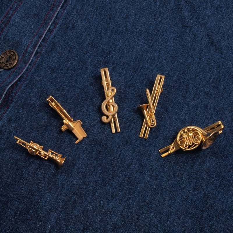│moderato│交响乐情人梦古典乐音符/伸缩喇叭/钢琴/单簧管/领带夹/胸针/vintage.个性.复古配饰.古董.英伦复古.交换礼物 - 胸针 - 其他金属 金色