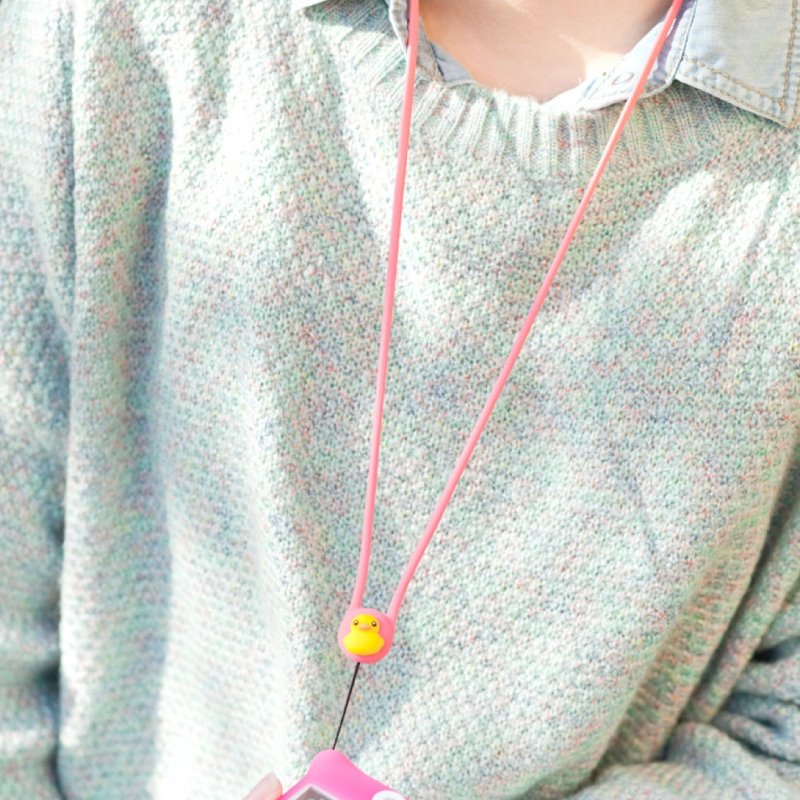 Charm Lanyard 糖心弹力颈挂绳-粉色黄鸭 - 其他 - 硅胶 粉红色