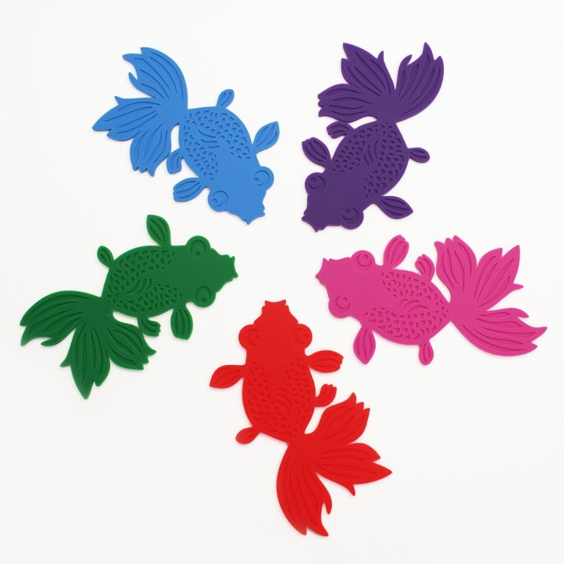 dipper原创彩色金鱼杯垫/桌垫/隔热垫-彩色五入 - 餐垫/桌巾 - 硅胶 多色