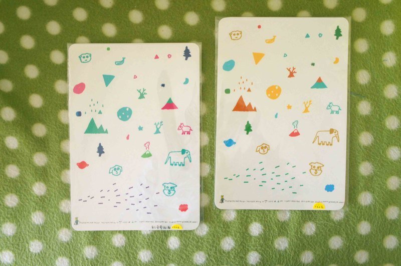 Yinke一切大贴纸 剪剪贴贴一座河流、小山和狗狗（土黄小山 / 蓝绿小山 两色） - 贴纸 - 纸 多色