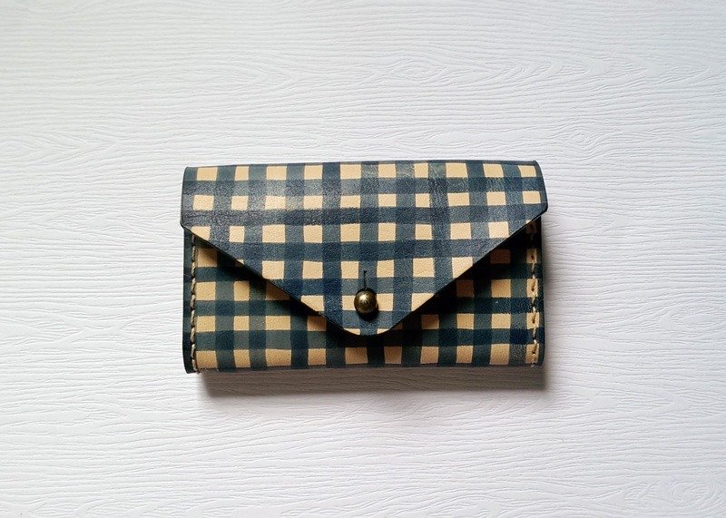 信封名片夹-莉兹经典格纹(蓝) - 名片夹/名片盒 - 真皮 蓝色