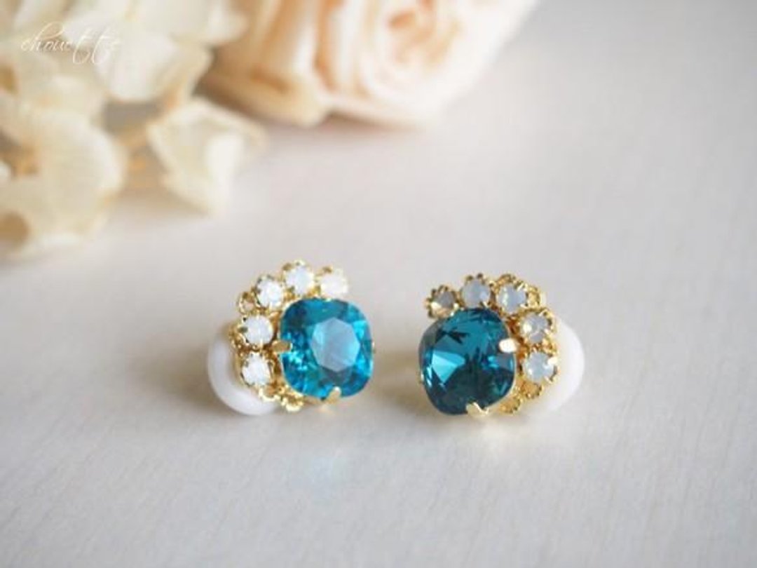 Swarovski Bijoux earrings / earrings (Indigo Light) - 耳环/耳夹 - 其他金属 