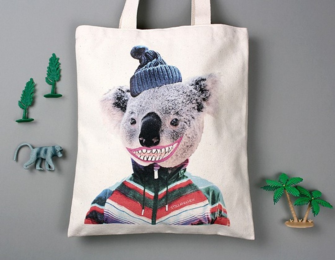 STILL AND CHEW Eco Bag - BAD COALA - 侧背包/斜挎包 - 棉 灰色