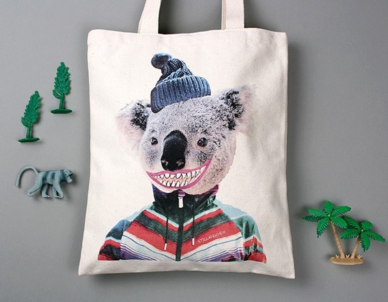 STILL AND CHEW Eco Bag - BAD COALA - 侧背包/斜挎包 - 棉．麻 灰色