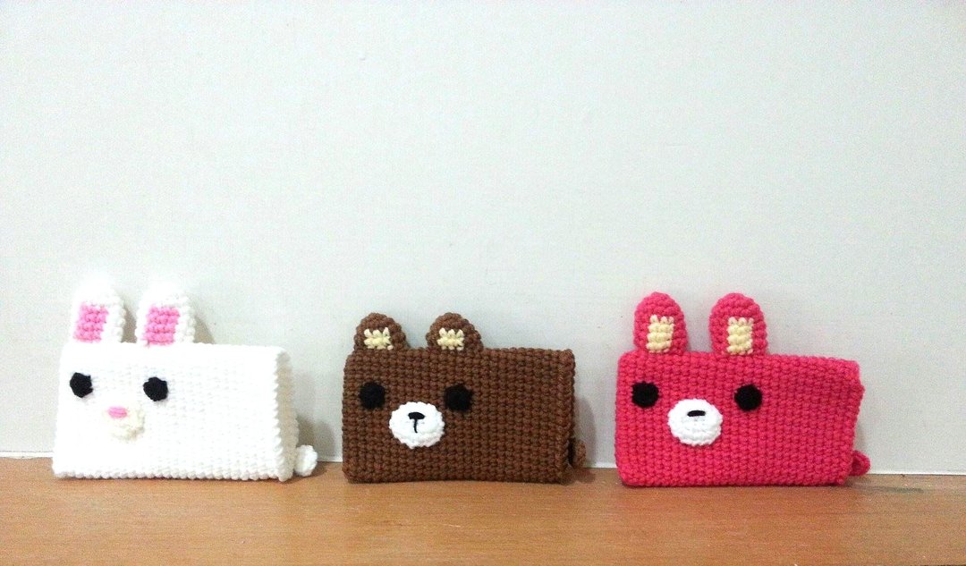 【Knitting】动物森林卡套-爱喝咖啡的爱林熊 - 证件套/卡套 - 其他材质 咖啡色