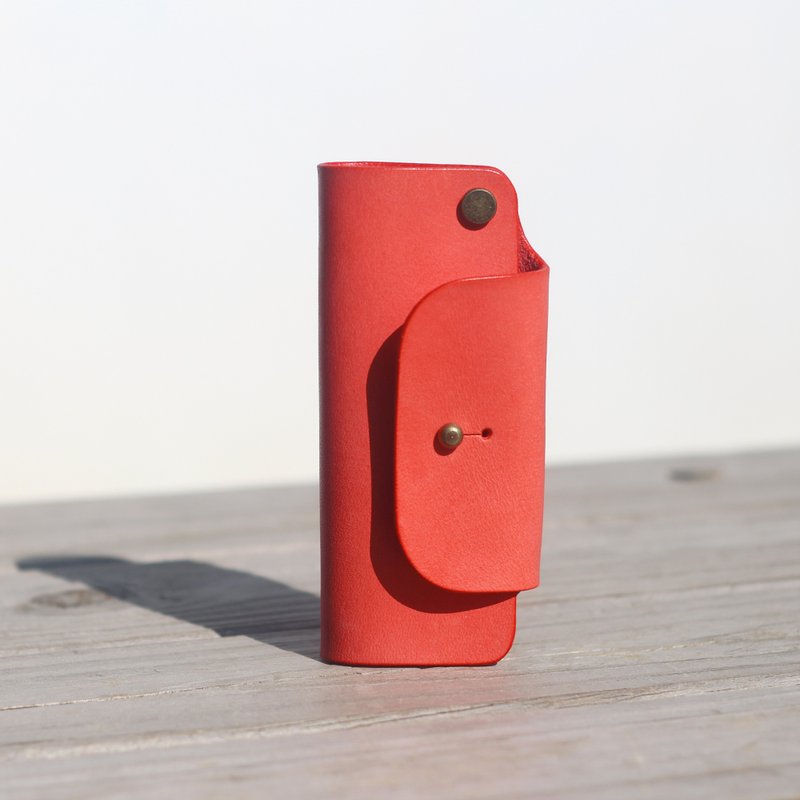 皮革钥匙包/钥匙圈 -- 石榴红 - 钥匙链/钥匙包 - 真皮 红色