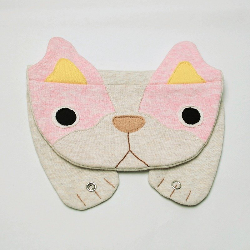 汪汪法式斗牛犬-粉红  围兜口水巾 - 围嘴/口水巾 - 棉．麻 粉红色