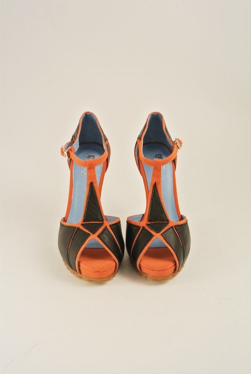 选对糖让你闪闪发亮。全城热线。菱格纹鱼口中跟鞋 (黑) - 女款休闲鞋 - 真皮 黑色